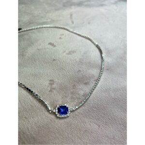 NEW 8 Other Reasons Silver Blue Rhinestone Gem Material Girl Necklace Chocker